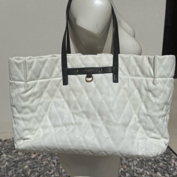 Givenchy Duo Shopper Leather Canvas Large White Tote - Picture 1 of 10